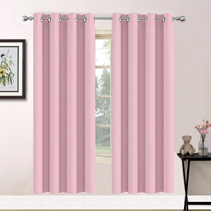 Yakamok Room Darkening Curtains 52x72 inch Long Pink-Living Room | 2 panels by Yakamok
