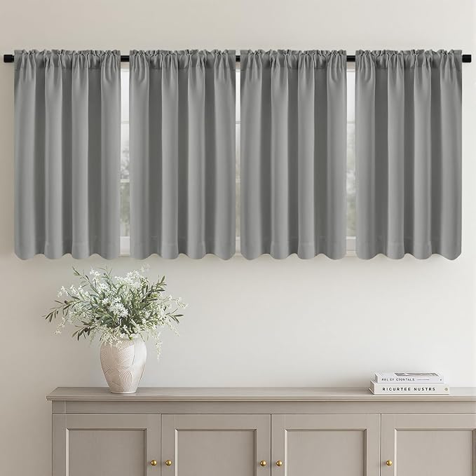 MIULEE 4 Panel Set Short Bedroom Blackout Curtains 54 Inch Long Light Grey | by MIULEE