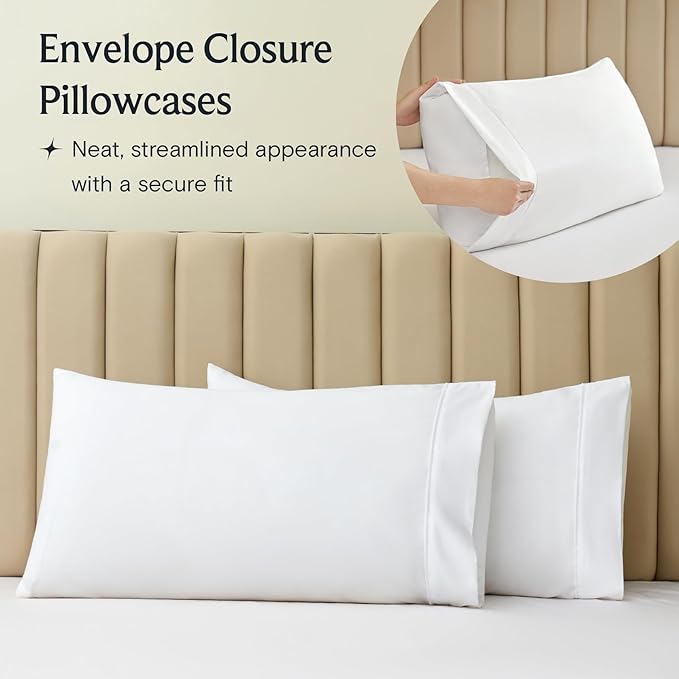 LuxClub 4 PC Full Size Sheet Set Bed Sheets Deep Pockets Wrinkle Free Cooling Bed Sheets Machine Washable Hotel Bedding Silky Soft - White Full