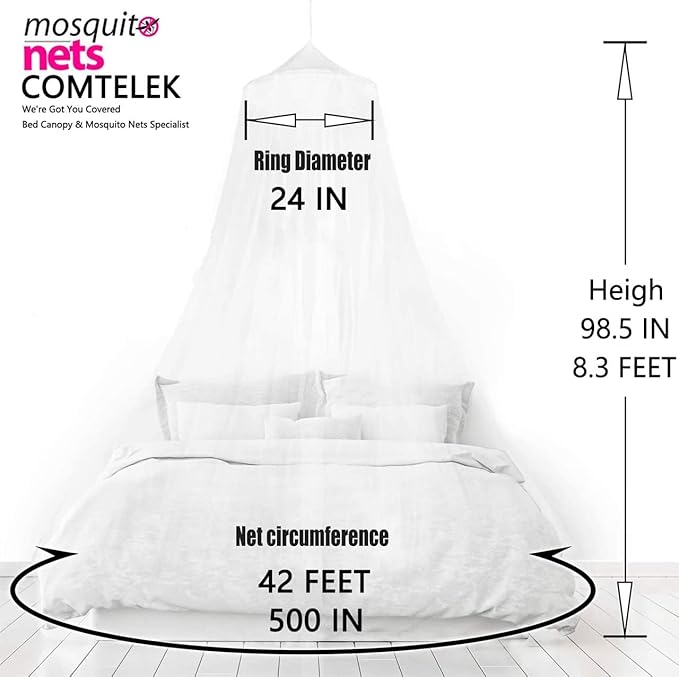 Comtelek Bed Canopy with Lights,Canopy Bed Curtain with RGB Music Sync Color Changing LED Star Lights with App Remote Mosquito Net for Princess Girls Bedroom,Dome Canopy for Twin,Queen,King Size Bed