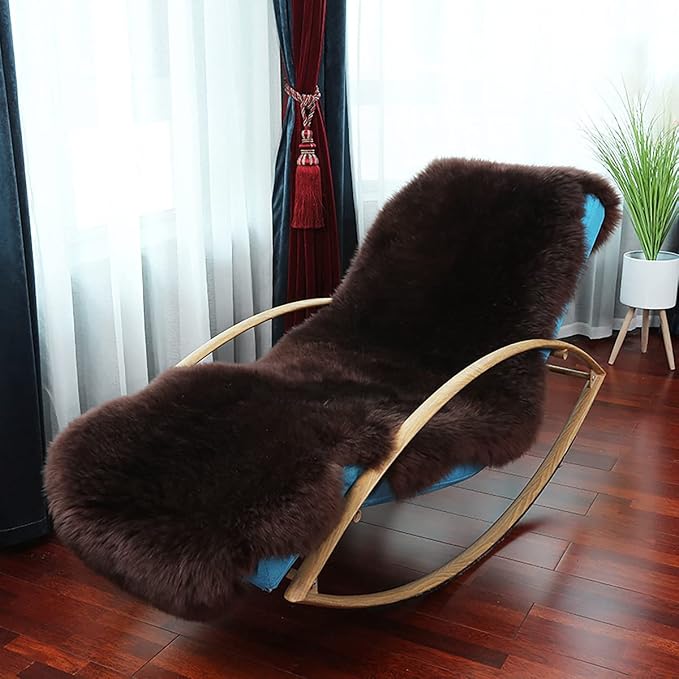 HUAHOO Premium Genuine Sheepskin Rug Brown Real Australia Sheepskin Natural - Image 3