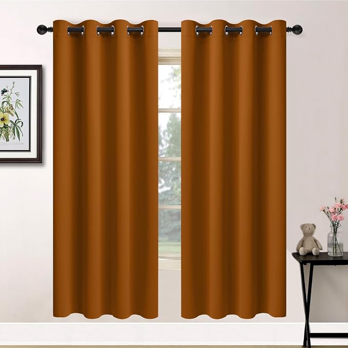 Yakamok Room Darkening Curtains 52x72 inch Length Burnt Orange-Living Room | 2 by Yakamok