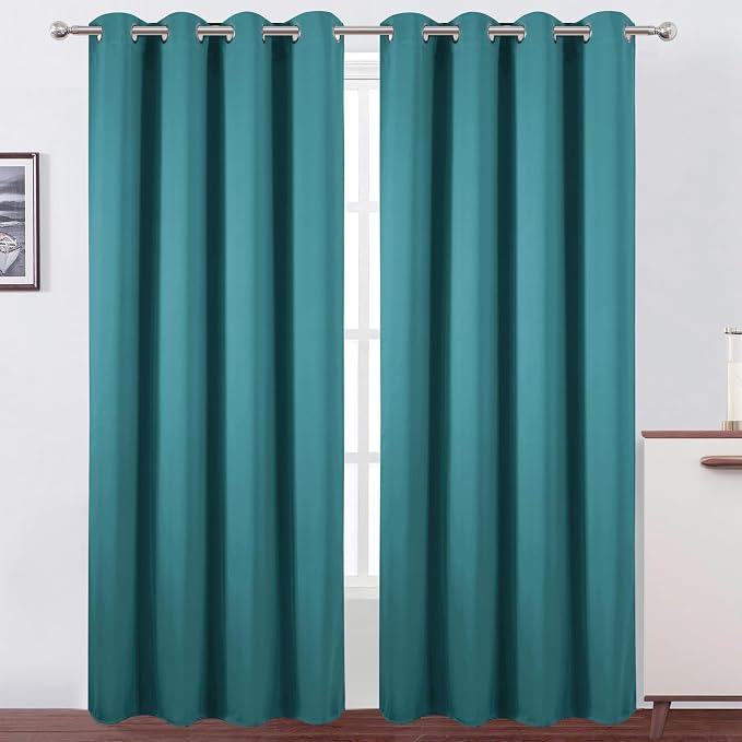 Blackout Curtains 52 x 120 Inch Long Sea Teal Curtains Set of 2 Panels Room by Lemomo