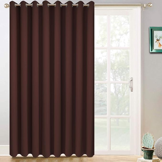 Yakamok Chocolate Brown Room Darkening Curtains 84 inch Sliding Door Drapes | 1 by Yakamok