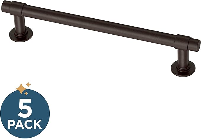 Franklin Brass Francisco (5-Pack) Cabinet Handles 5-1/16' Hole Center Deep Bronze Kitchen Drawer Pulls Dresser, Furniture Hardware P29618K-324-B