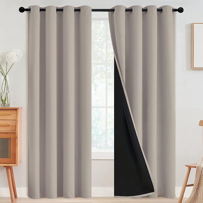 SimpleHome Natural 100% Blackout Curtains Room Darkening Living Room 90L | by SimpleHome