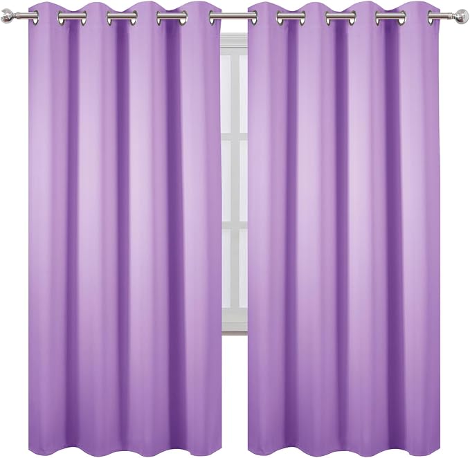 Blackout Curtains 66 x 72 Inch Long Lavender Curtains Set of 2 Panels Room - Image 2
