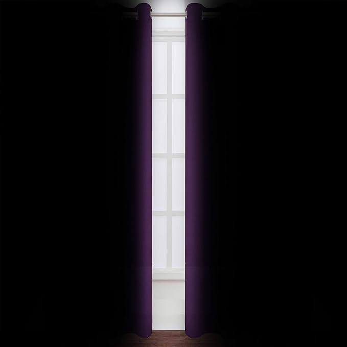 Purple Thermal Blackout Curtains/52 x 108 Inch/Set of 2 Panels Room Darkening - Image 3