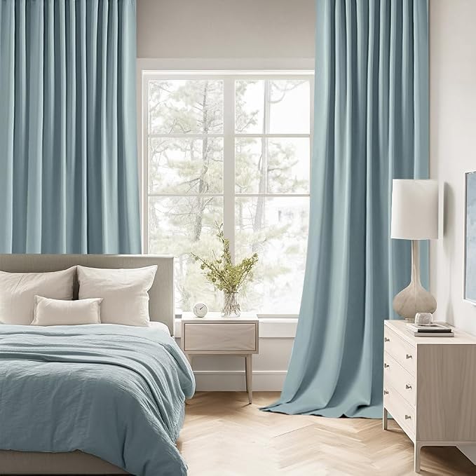 MIULEE Slate Blue Back Tab Blackout Curtains 52x84 Inch Length 2 Panels Set | - Image 2
