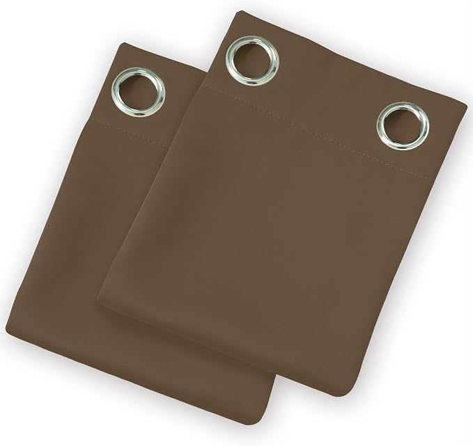 Brown Thermal Blackout Curtains/42 x 72 Inch/Set of 2 Panels Room Darkening - Image 9