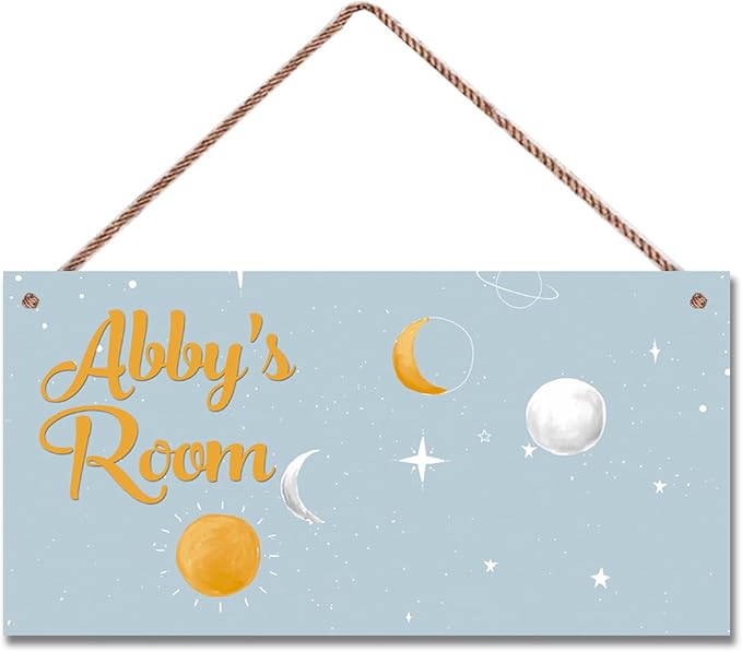 Personalized Sign Starry sky Decor For Boys Room, Sun Moon Stars Themed Wall Art Decor For Little Man Cave, Outer Space Room Decor, Universe Decorations For Kids Room Nursery Baby Game Room