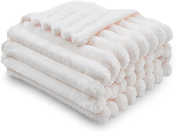 NEWCOSPLAY Fleece Ribbed Cozy Throw Blanket - Image 2