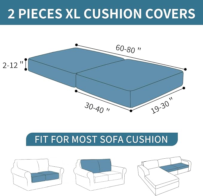 XINEAGE Large Couch Cushion Covers Seat Cushion Cover Thick Stretch Sofa - Image 3
