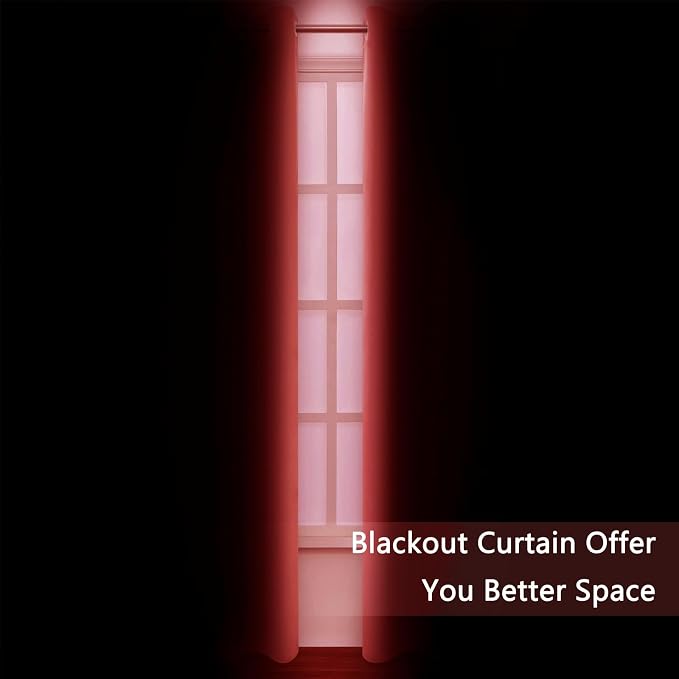 Blackout Curtains 52 x 90 Inch Long Bright Red Curtains Set of 2 Panels Room - Image 3