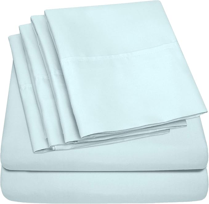Sweet Home Collection 6 Piece 1500 Supreme Collection Brushed Microfiber Deep Pocket Sheet Set-2 Extra Pillow Cases, Great Value, Rv Short Queen, Aqua