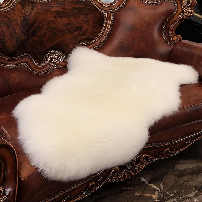 IRIWOOL Premium Genuine Fur Sheepskin Rug Real Australia Sheepskin Natural - Image 6