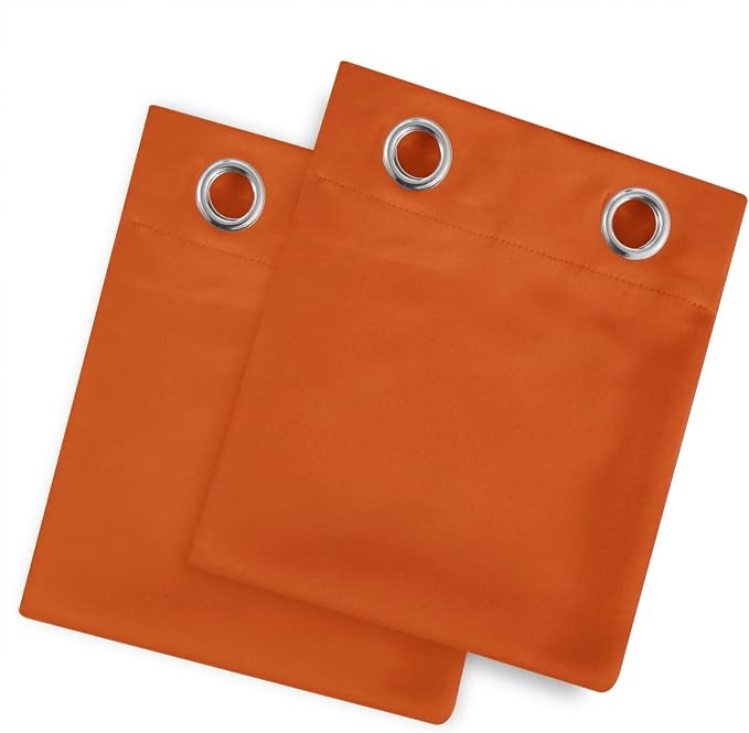 Blackout Curtains 66 x 54 Inch Long Orange Curtains Set of 2 Panels Room - Image 9
