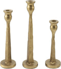 Heavy Duty Cast Iron Antique Brass Gold Candlestick Holders Set of 3,Tall Taper Candle Holders,Table Vintage Decor Centerpiece Candle Holders for Fireplace Party Dining Home