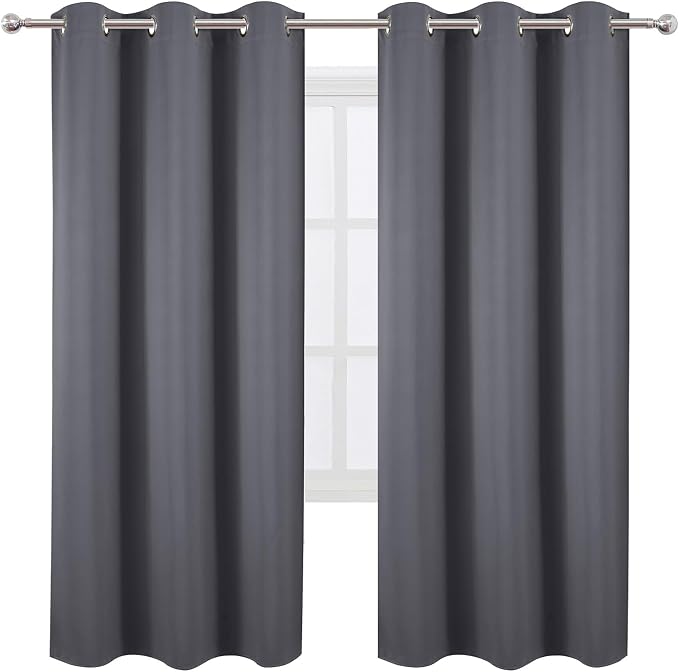 Grey Blackout Curtains 42 x 72 Inch Length/Set of 2 Curtain Panels/Thermal - Image 2