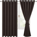 Grommet Blackout Curtains for Bedroom 70 x 63 Inches Brown 2 Panels | Thermal by Hiasan