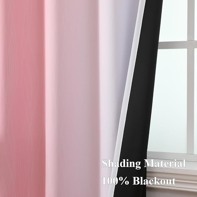 Pink and Greyish White Ombre Blackout Curtains - Image 5