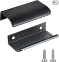 JOOJA 5 Pack Modern Style Finger Edge Pull Furniture Drawer Handles Hidden Cabinet Kitchen Drawer Handles Knobs, Black 80(64) mm