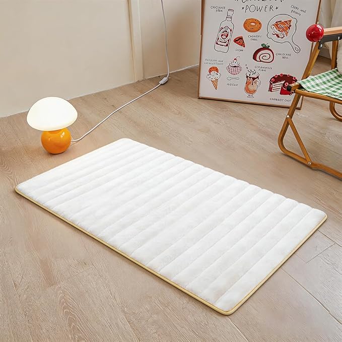 White Rabbit Striped Plush Rug 2'x3', Fluffy Shaggy Area Rug by CHOVY