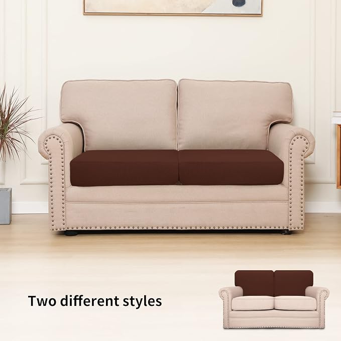 Easy-Going Stretch 2 Pieces Loveseat Couch Cushion Cover - Image 2