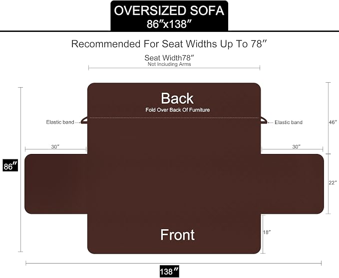 U-NICE HOME Large Sofa Cover Reversible Couch Cover, Dark Blue/Light Grey | - Image 6