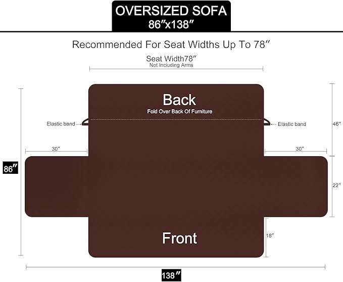 U-NICE HOME Large Sofa Cover Reversible Couch Cover, Dark Grey/Light Grey | - Image 6