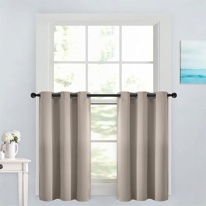 Yakamok Natural Room Darkening Window Curtains 42x36 Inch by Yakamok