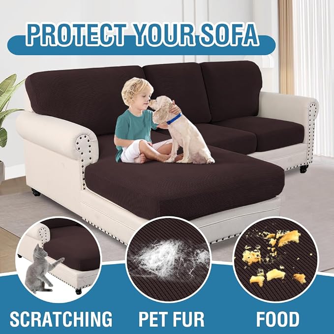 H.VERSAILTEX Sectional Couch Covers 6 Pieces Stretch Sofa Covers - Image 7