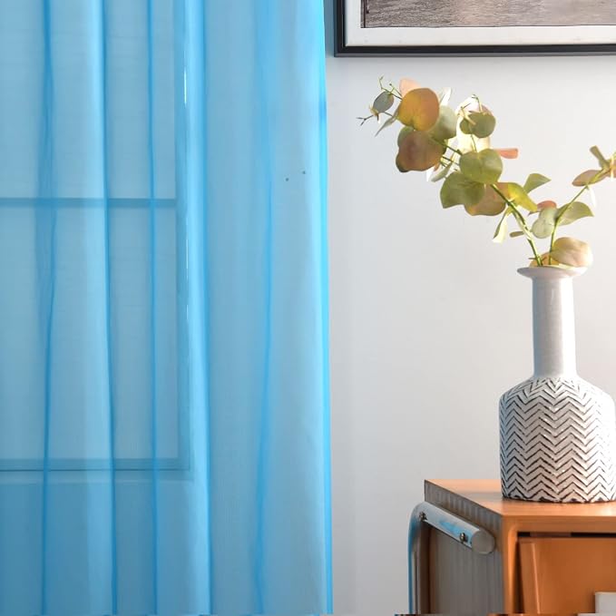 SpaceDresser Sheer Voile Window Treatment Rod Pocket Curtain Panels - Image 3