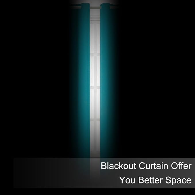 Blackout Curtains 66 x 84 inch/Teal Curtains Set of 2 Panels/Thermal Insulated - Image 3