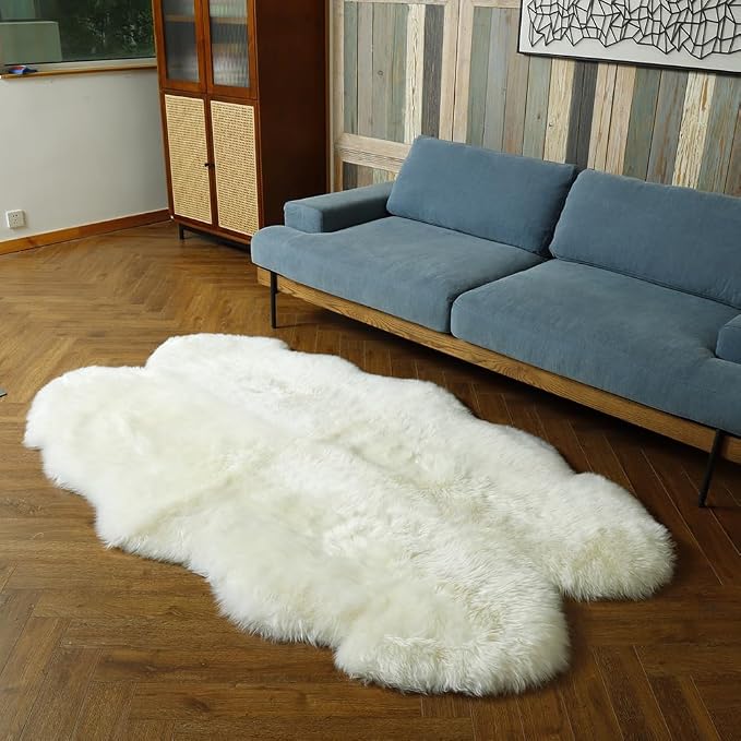 LLB Genuine Sheepskin Area Rug Wool Rug Fur Carpet Fluffy Shaggy Fur Rug - Image 4