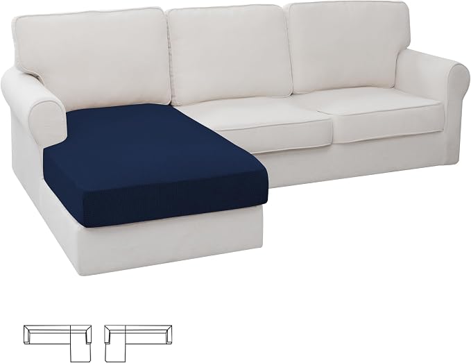 Easy-Going Stretch 1 Piece Chaise Lounge Cushion Slipcover | Sectional Couch by Easy-Going