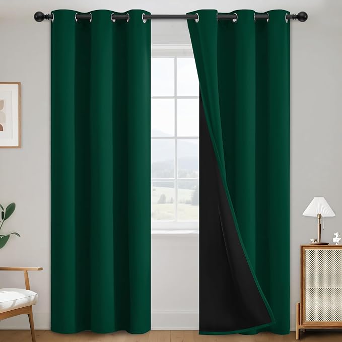 SimpleHome Dark Green 100% Blackout Curtains Room Darkening Living Room 84 | by SimpleHome