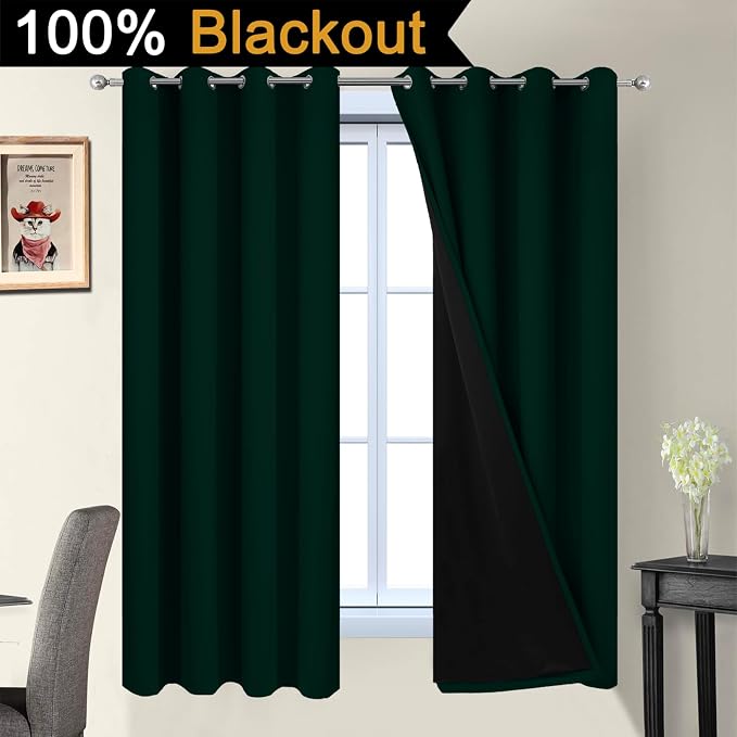 Yakamok Pine Tree Green 100% Blackout Curtains 63 Inches Long 52" Wide | - Image 3