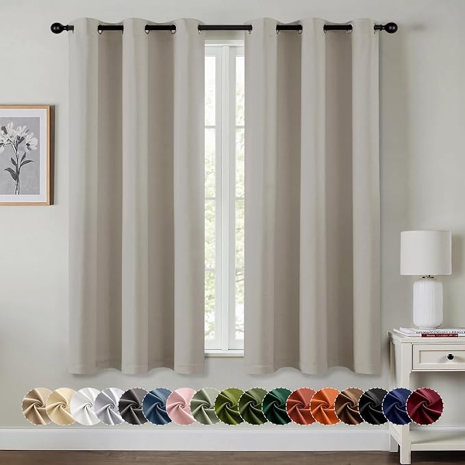 MIULEE Blackout Curtains for Bedroom 2 Panels 40 x 45 Inch Long Natural | by MIULEE