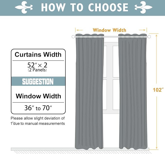 ChrisDowa Blackout Curtains for Bedroom and Living Room 102 Inches Long | 2 - Image 5