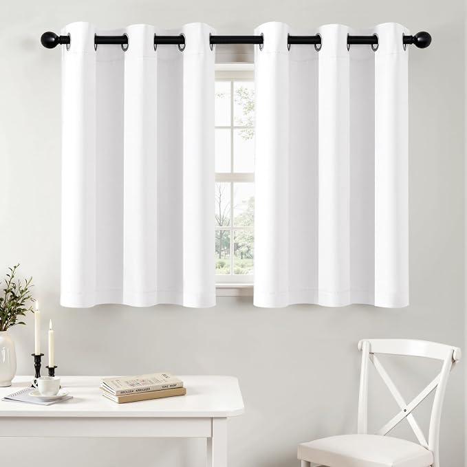 MIULEE Blackout Curtains for Bedroom 2 Panels 40 x 36 Inch Long Pure White | by MIULEE