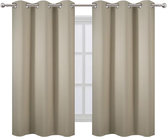 Beige Blackout Curtains 34 x 54 Inch Length/Set of 2 Curtain Panels/Thermal - Image 2