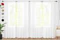 SpaceDresser Sheer White Curtains 4 Panels Rod Pocket Semi-Sheer Curtain 63 by SpaceDresser