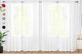 SpaceDresser Sheer White Curtains 4 Panels Rod Pocket Semi-Sheer Curtain 90 by SpaceDresser