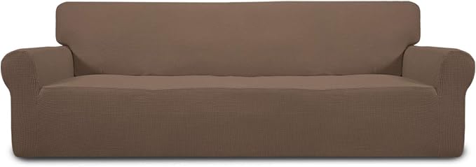 Easy-Going Stretch 4 Seater Oversized Sofa Couch Cover Brown | 1-Piece Extra by Easy-Going