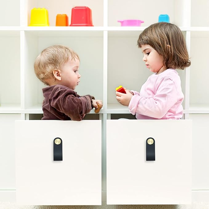 Leather Drawer Pulls and Knobs Soft Cabinet Handles Modern Cabinets Door Knob for Furniture Cupboards Wardrobe Dresser Decorative Handle with Screw 4 Pcs (Flesh Color)