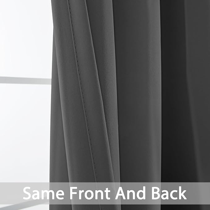 Yakamok Room Darkening Curtains 52x108 inch Long Charcoal Grey-Living Room | 2 - Image 3