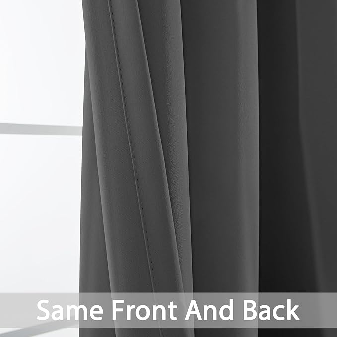Yakamok Charcoal Grey Room Darkening Curtains 84 inch Sliding Door Drapes | 1 - Image 4
