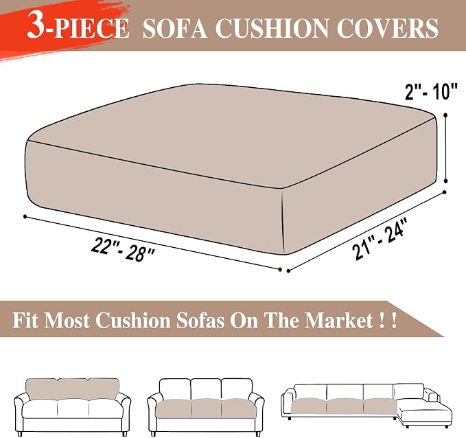 LA MEACK Couch Cushion Covers Seat Cushion Cover Stretch Couch Cover Separate - Image 6