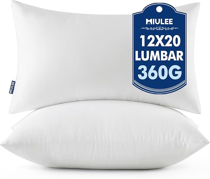 MIULEE 12x20 Throw Pillows Inserts 2 Pack, Decorative Pillows by MIULEE